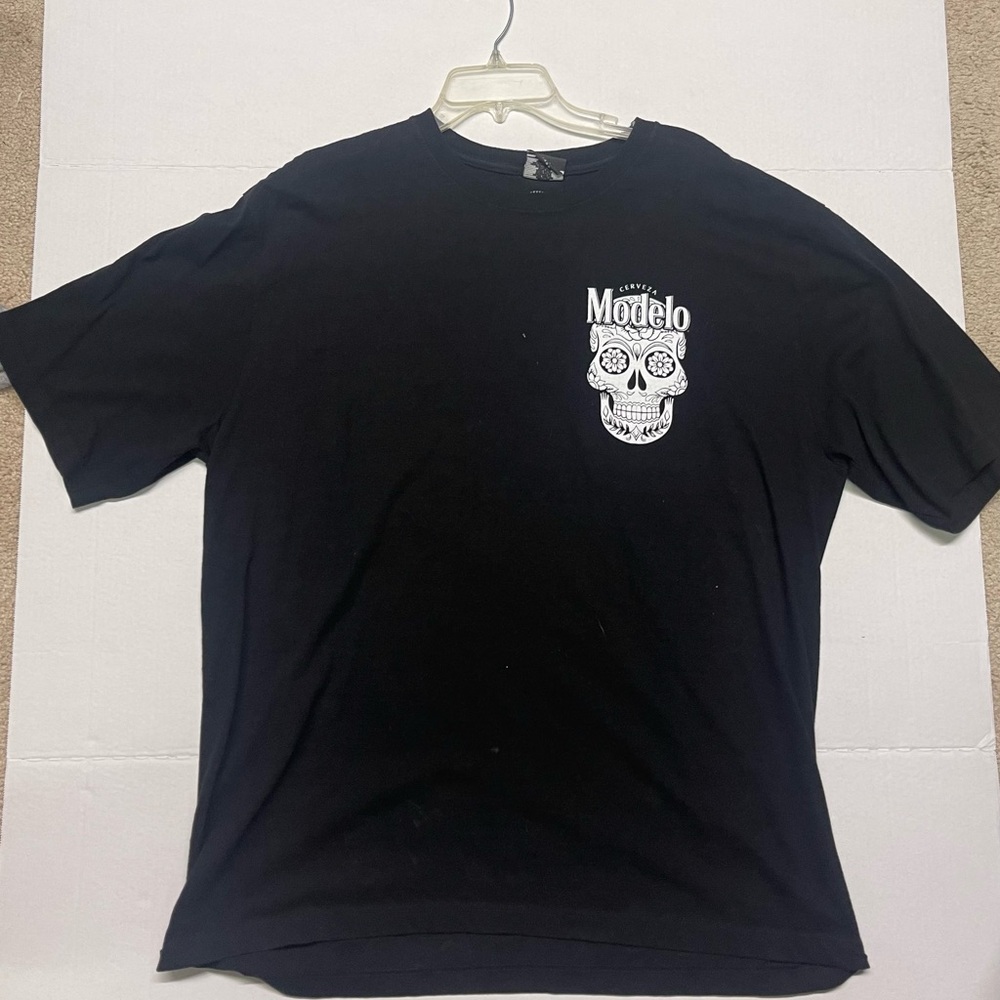 ModelCo Black Tee with Artistic Skull Print